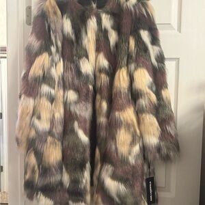 Multicolor Faux Fur Coat
